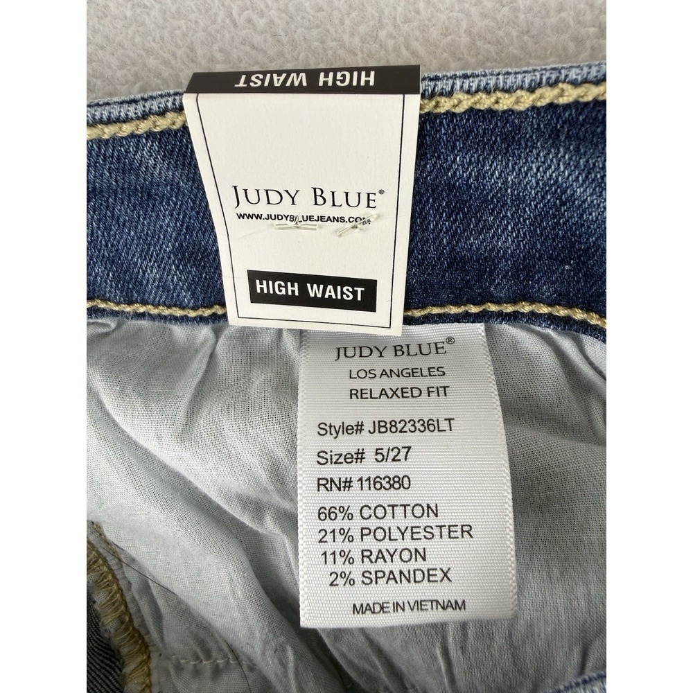 Judy Blue Relaxed Fit High-Rise Jeans Women's 5/27 Blue Stretch Denim JB82336LT - Picture 9 of 13